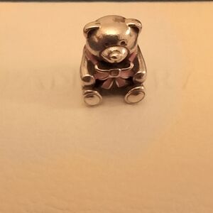 Pandora Teddy Bear charm with pink scarf